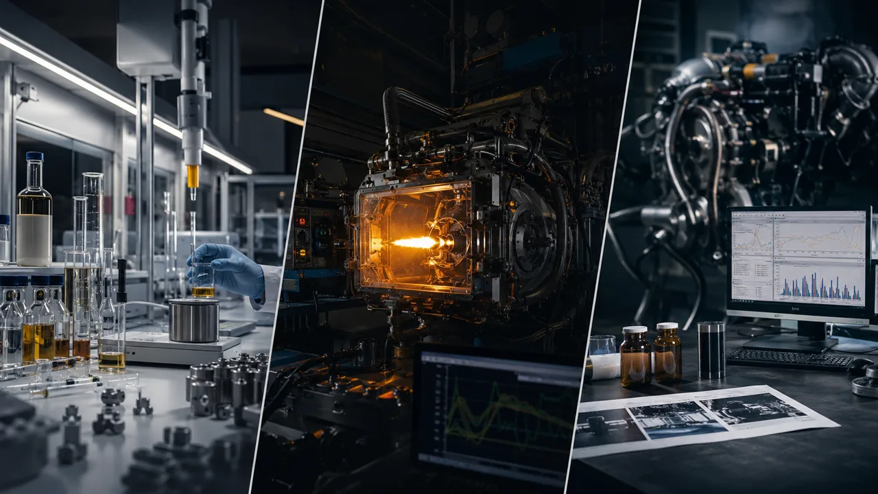 Laboratoire suisse, banc de combustion et contexte de dossier d’ingénierie pour une demande technique auprès de Virgo
